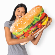 Much Comfort 23"" 3D Juicy Cheeseburger Throw Pillow - Made with Super Soft & Ultra Premium Fabric - Cute Comfortable Plush Meat Nugget Taco Stu