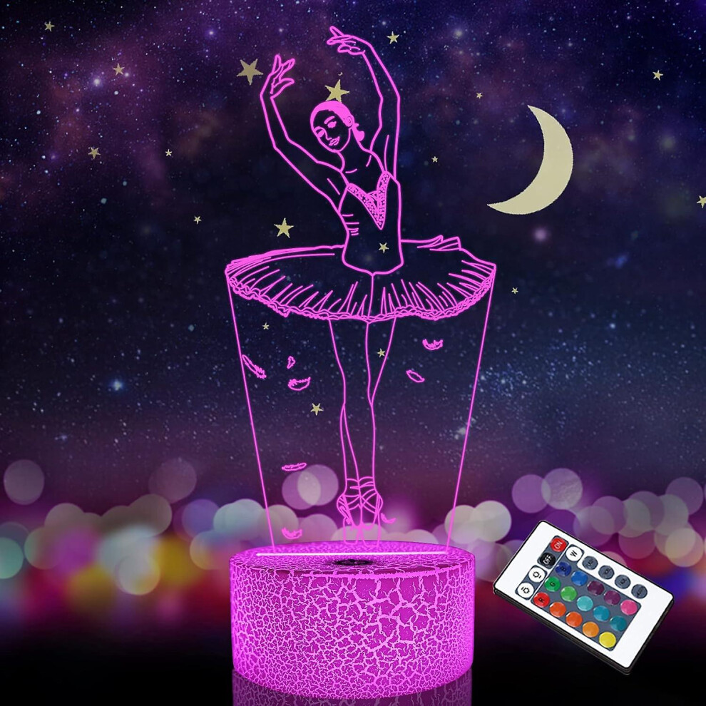 Shen Ballet Dancing Gifts, 3d Illusion Lamp Kids Night Light With Remote Control 16 Colors Changing Gifts For Mom, Birthday Gift, Wedding Gifts Friend
