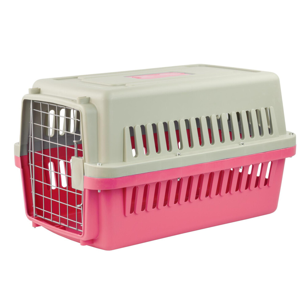(Medium Pink) KCT Portable Plastic Pet Carrier Cat Dog Puppy Cages Crates Transport Box