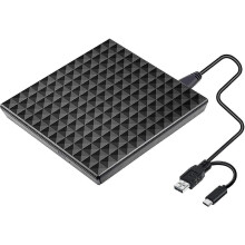 External Blu-ray Drive Burner USB 3.0 & Type-C, 6x BD, 8x DVD, 24x CD, Portable Slimline, Plug & Play