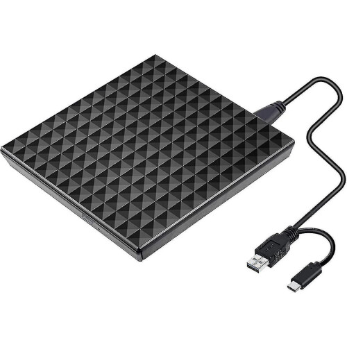 External Blu-ray Drive Burner USB 3.0 & Type-C, 6x BD, 8x DVD, 24x CD, Portable Slimline, Plug & Play