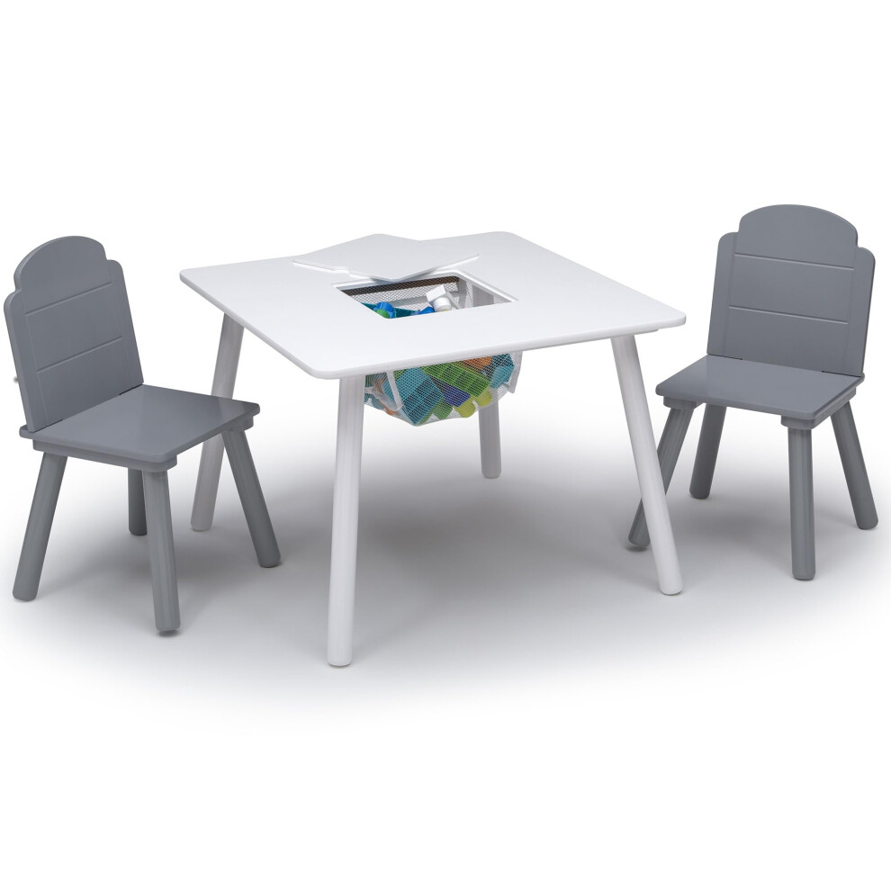 Delta Children Finn Table and Chair Set with Storage  White/Grey