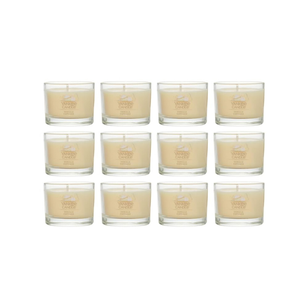 Yankee Candle Signature Votive Mini Candle Jar  Vanilla Cupcake Scent  Natural Soy Wax Blend Candle with Natural Fiber Wick  1.3 OZ Glass Jar (Pack of