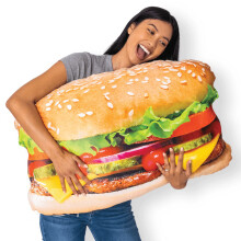 Much Comfort 34"" 3D Juicy Cheeseburger Throw Pillow - Made with Super Soft & Ultra Premium Fabric - Cute Comfortable Plush Meat Nugget Taco Stu