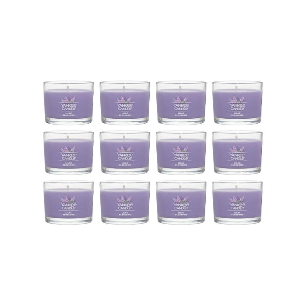 Yankee Candle Signature Votive Mini Candle Jar  Lilac Blossoms Scent  Natural Soy Wax Blend Candle with Natural Fiber Wick  1.3 OZ Glass Jar (Pack of