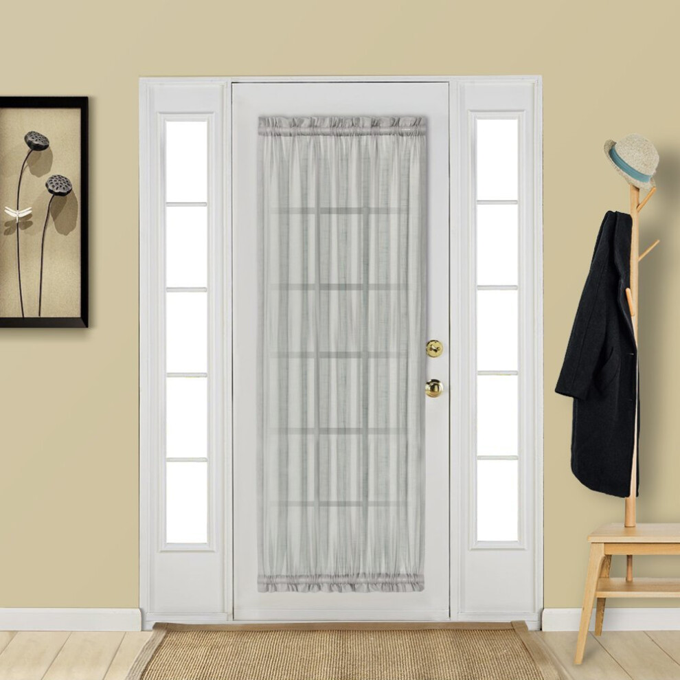 Rideau de porte en verre Aquazolax    l   gant, voile solide transparent, panneau de porte fran   aise 25 x 72 pouces avec embrasse bonus - 2 panneaux