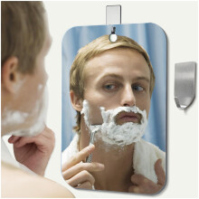 Shatterproof shower mirror fogless for shaving mirror (Larger 11""x8"") Small Wall Hanging Camp Vanity Mirror Unbreakable Plexiglass Makeup travel cam