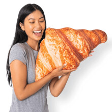 Much Comfort 23"" 3D Flaky Croissant Throw Pillow - Made with Super Soft & Ultra Premium Fabric - Cute Comfortable Plush Stuffed French Loaf Bread
