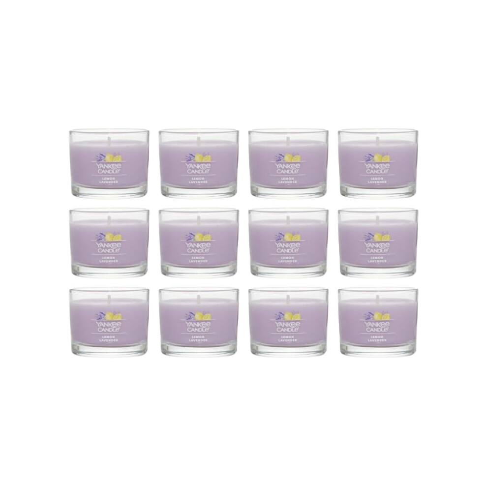 Yankee Candle Signature Votive Mini Candle Jar  Lemon Lavender Scent  Natural Soy Wax Blend Candle with Natural Fiber Wick  1.3 OZ Glass Jar (Pack of