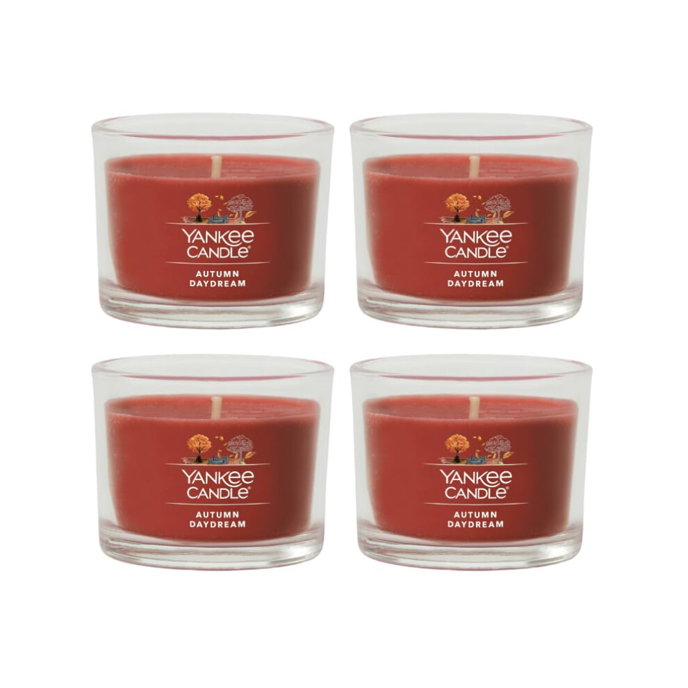 Yankee Candle Signature Votive Mini Candle Jar  Autumn Daydream Scent  Natural Soy Wax Blend Candle with Natural Fiber Wick  1.3 OZ Glass Jar (Pack of