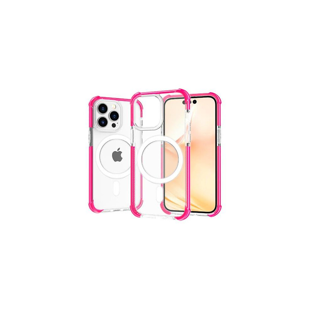 (Rose Red, iPhone 15 Pro) Magsafe Transparent Anti-scratch Heavy Duty Drop Proof Case For  Iphone 15 Pro Max/iphone 15 Pro
