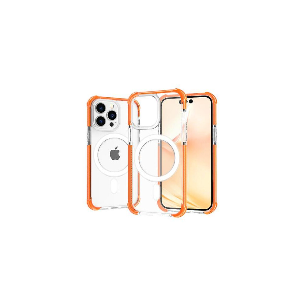 (Orange, iPhone 15 Pro) Magsafe Transparent Anti-scratch Heavy Duty Drop Proof Case For  Iphone 15 Pro Max/iphone 15 Pro
