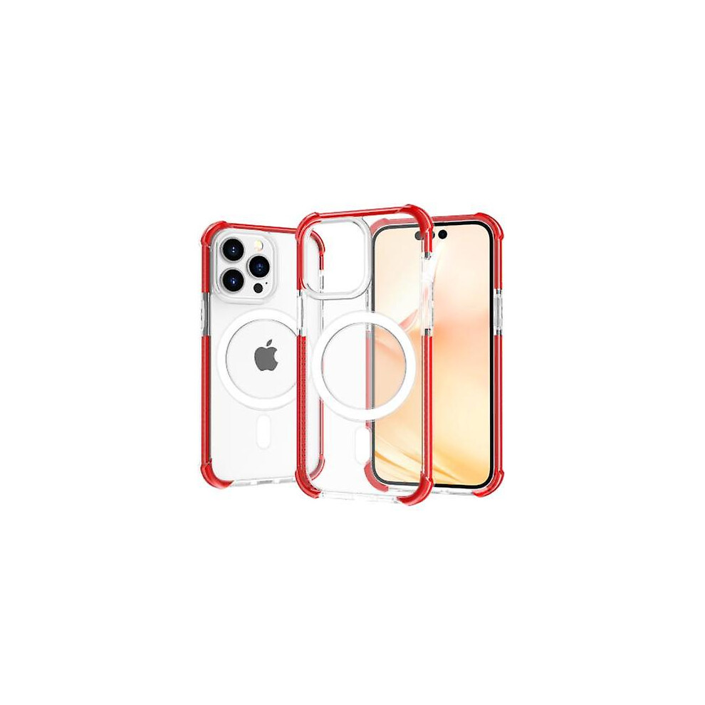 (red, iPhone 15 Pro) Magsafe Transparent Anti-scratch Heavy Duty Drop Proof Case For  Iphone 15 Pro Max/iphone 15 Pro
