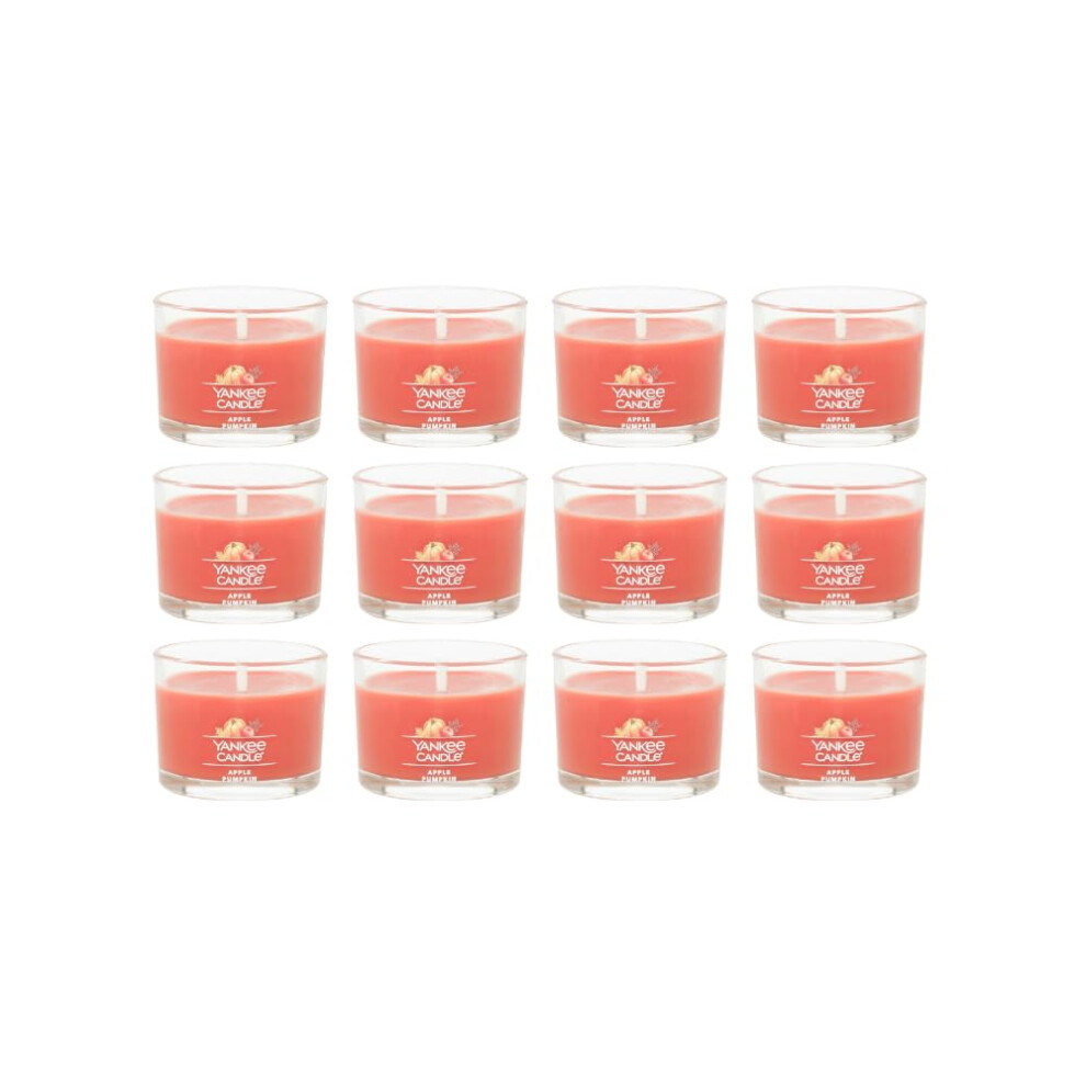 Yankee Candle Signature Votive Mini Candle Jar  Apple Pumpkin Scent  Natural Soy Wax Blend Candle with Natural Fiber Wick  1.3 OZ Glass Jar (Pack of 1