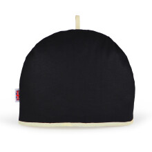 Muldale Large Tea Cozy for Teapot Insulated - Black - Thermal 100% Cotton Extra Thick Wadding - Designed in England - Tea Cozies Covers Fit 1 to 6 Cup