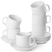 Cani de ceai ?i farfurie set alb de 6 (8 oz) cani de cappuccino cupe de cafea alba ceai alb set de cani de cafea britanice set de ceai de por?ela