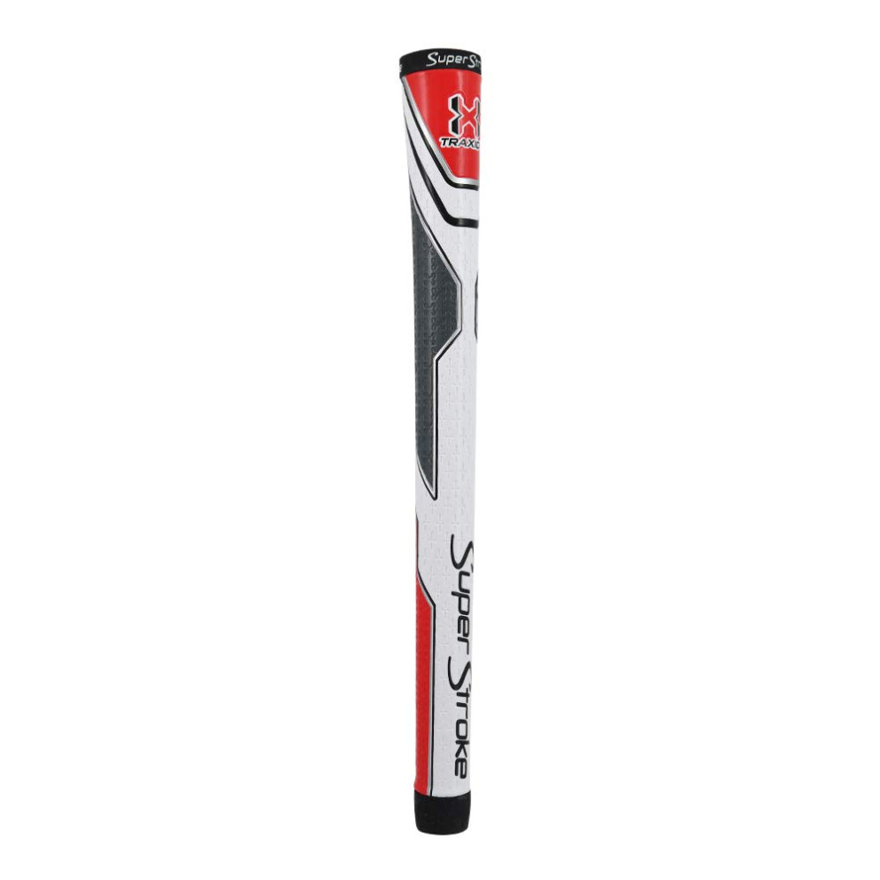SuperStroke Traxion Tour Golf Club Grip  White/Red/Gray (Standard) | Advanced Surface Texture That Improves Feedback and Tack | Extreme Grip Provides