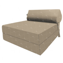 (Beige ) Single Portable Fold Out Z Bed Sofa Guest Futon