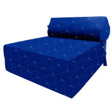 (Dark Blue) Single Portable Fold Out Z Bed Sofa Guest Futon