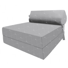 (Grey) Single Portable Fold Out Z Bed Sofa Guest Futon