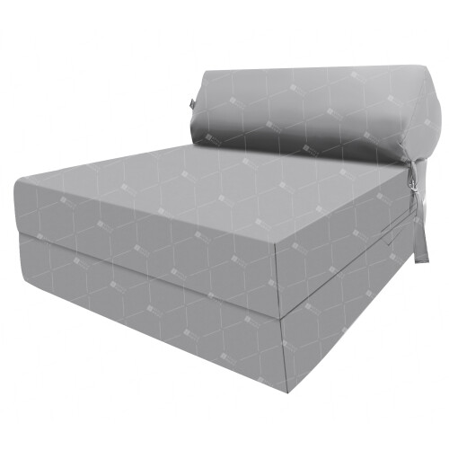 (Grey) Single Portable Fold Out Z Bed Sofa Guest Futon