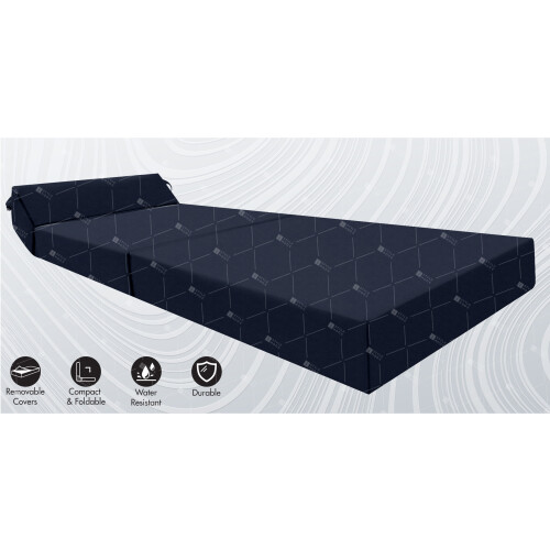 (Navy) Single Portable Fold Out Z Bed Sofa Guest Futon 2