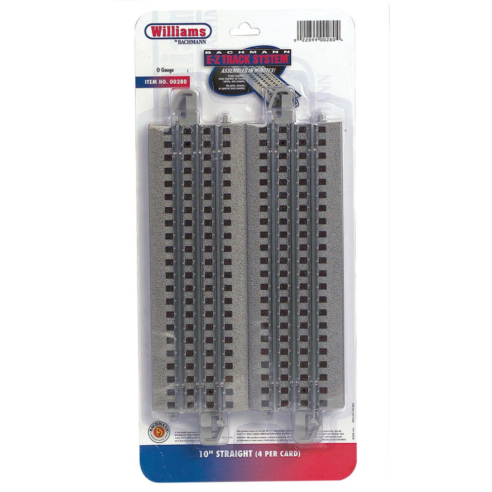 Williams by Bachmann O Gauge E-Z Track 10"" Straight (Pack-4) - O Scale