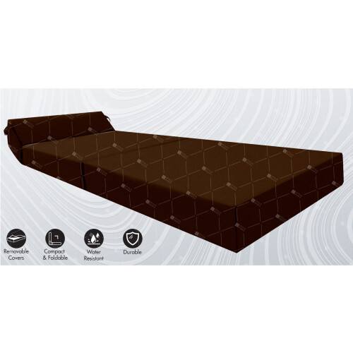 (Chocolate) Single Portable Fold Out Z Bed Sofa Guest Futon 2