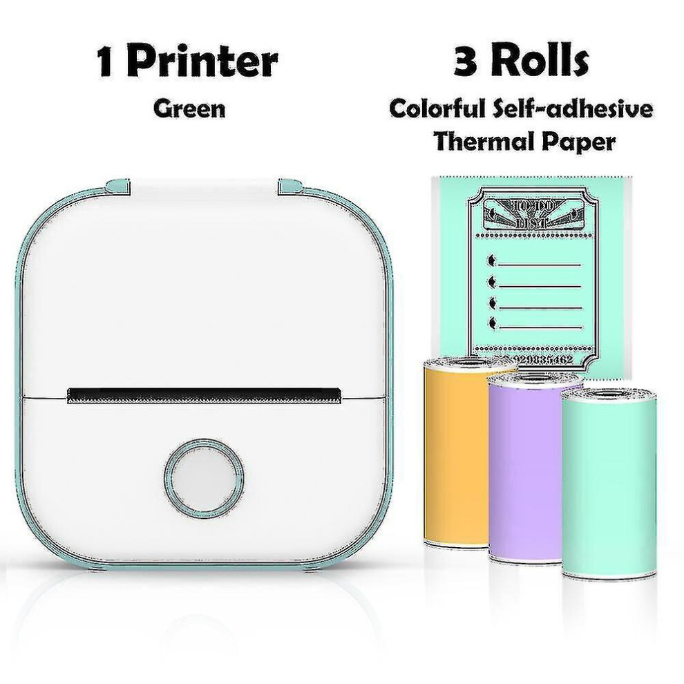 ( C) Phomemo T02 Mini Printer Portable Printer Thermal Printing Sticker Wireless Inkless Pocket Printer Self-Adhesive Label Printer -Ys Green