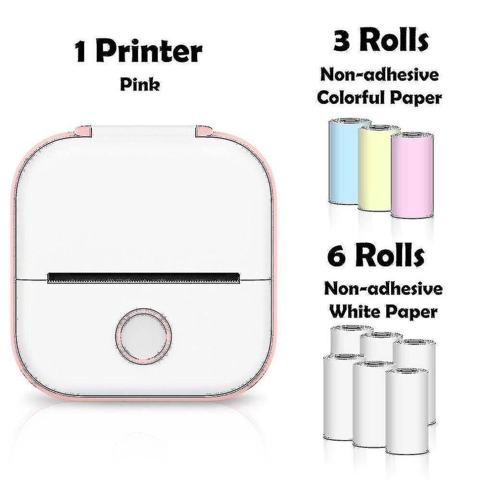 ( E) Phomemo T02 Mini Printer Portable Printer Thermal Printing Sticker Wireless Inkless Pocket Printer Self-Adhesive Label Printer -Ys Pink