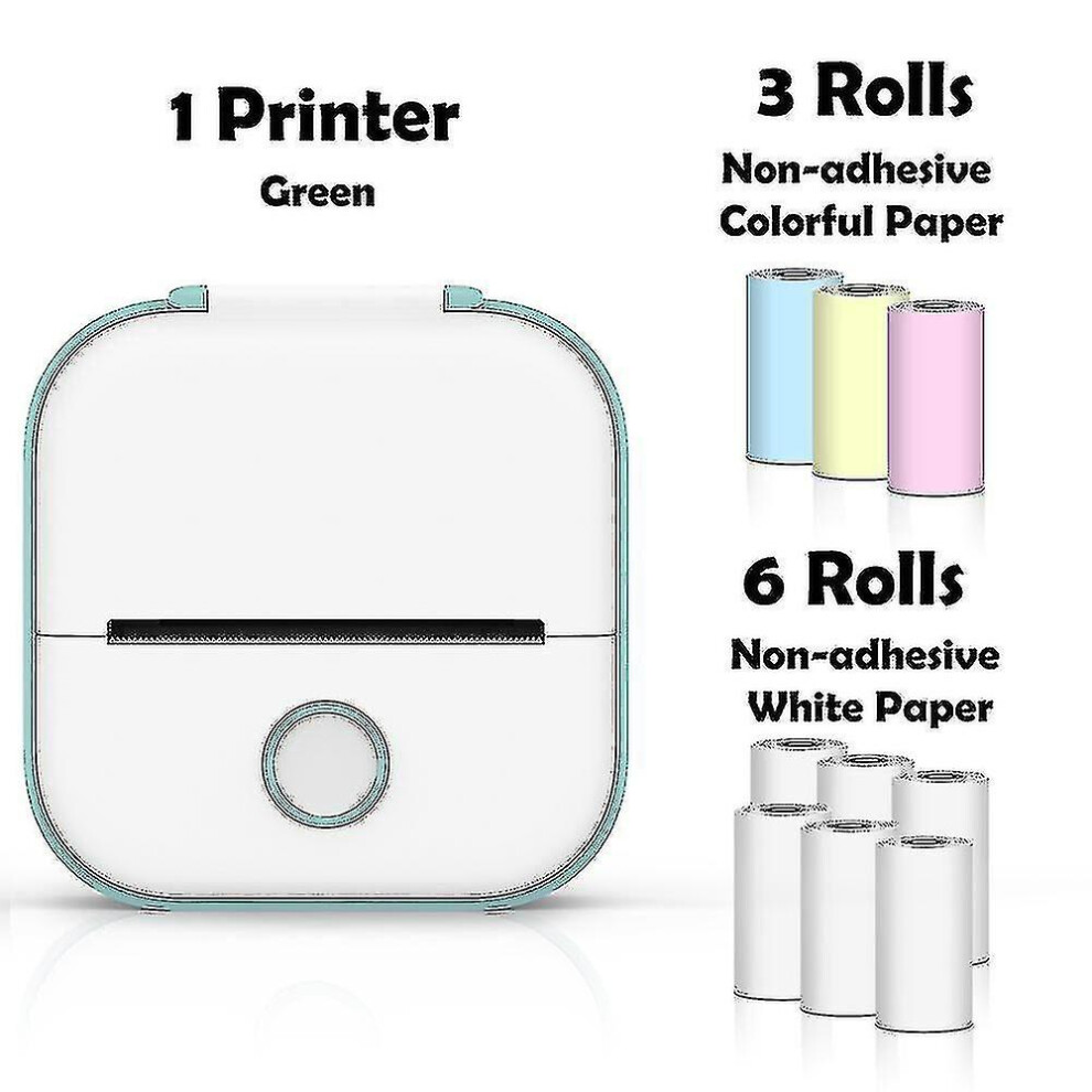 ( E) Phomemo T02 Mini Printer Portable Printer Thermal Printing Sticker Wireless Inkless Pocket Printer Self-Adhesive Label Printer -Ys Green