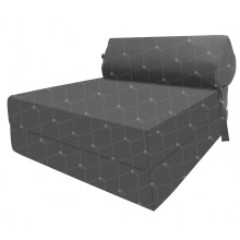 (Dark Grey) Single Portable Fold Out Z Bed Sofa Guest Futon