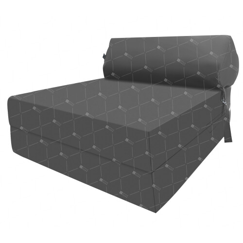 (Dark Grey) Single Portable Fold Out Z Bed Sofa Guest Futon