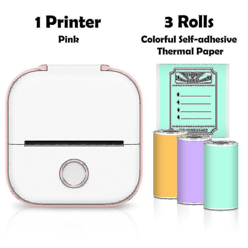 ( C) Phomemo T02 Mini Printer Portable Printer Thermal Printing Sticker Wireless Inkless Pocket Printer Self-Adhesive Label Printer -Ys Pink