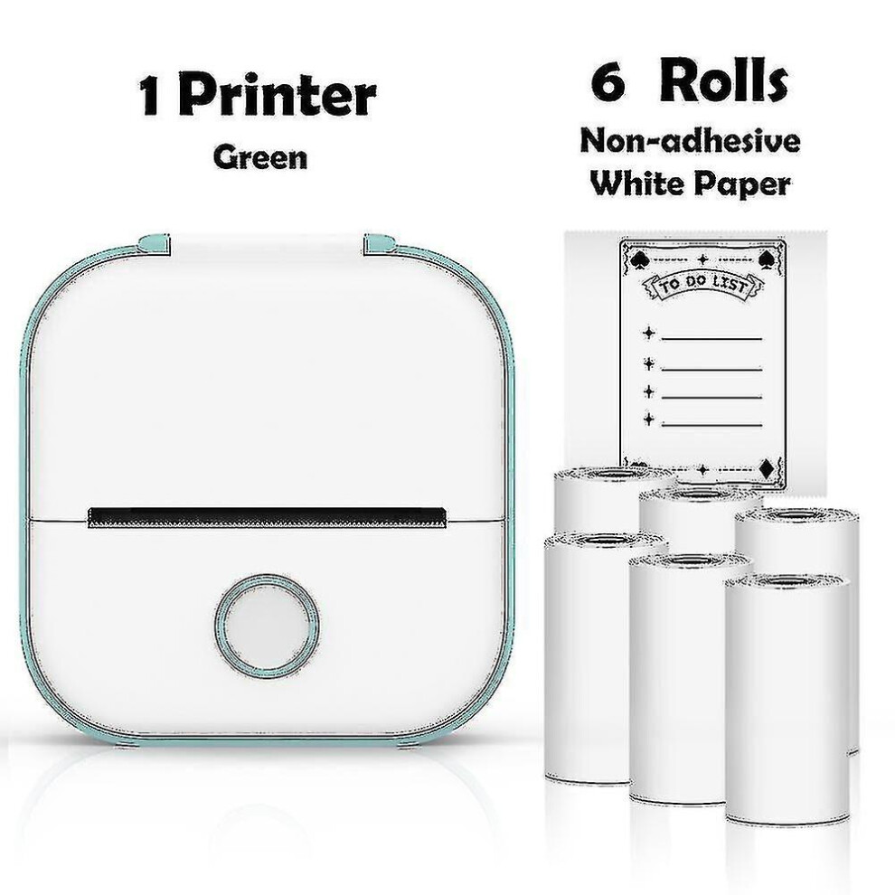 ( A) Phomemo T02 Mini Printer Portable Printer Thermal Printing Sticker Wireless Inkless Pocket Printer Self-Adhesive Label Printer -Ys Green