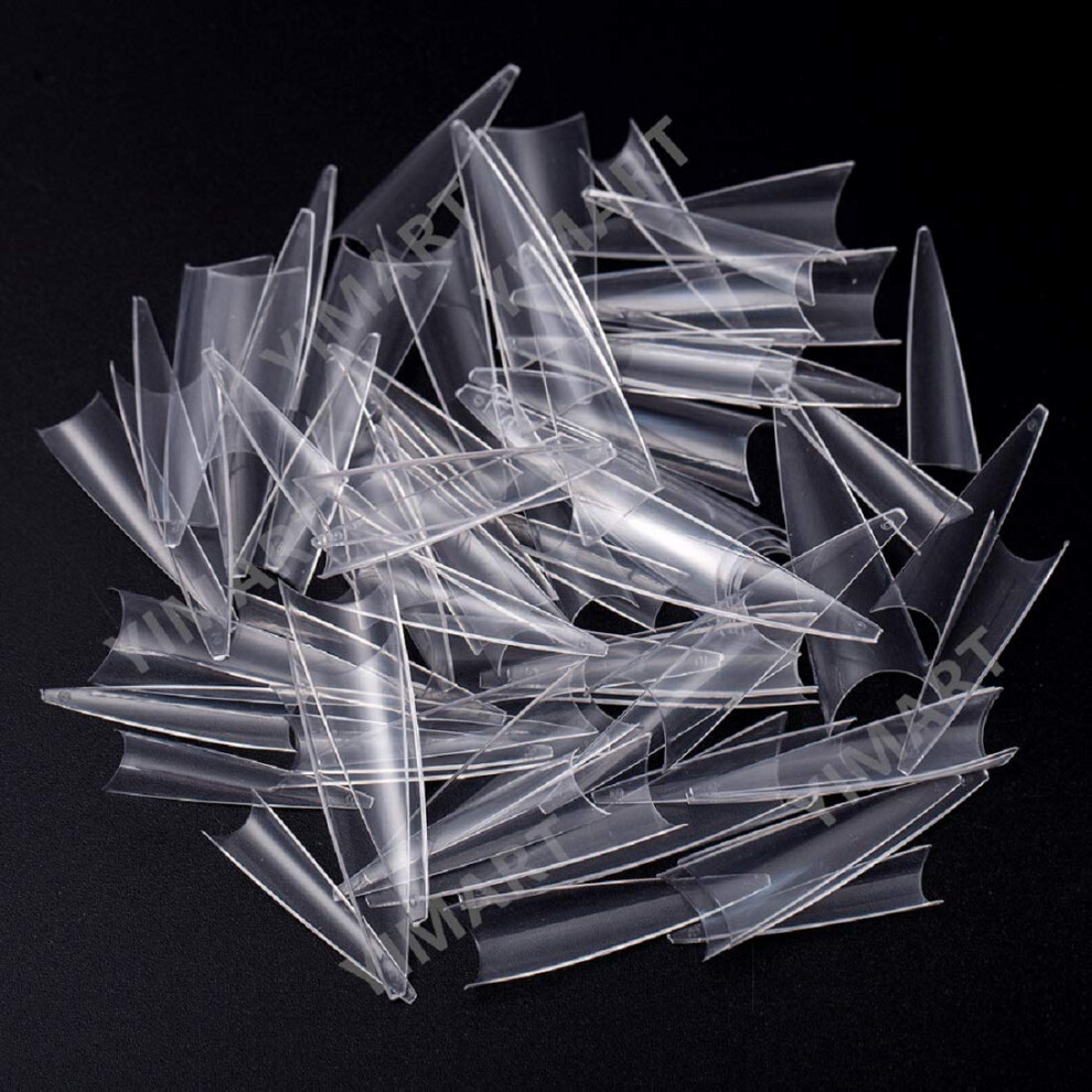 Yimart 500Pcs Acrylic Medium Long Stiletto Nail Tips Easy Coffin Nails Sharp False Nail Art Tips For Nails Salon (Clear)