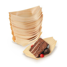BambooMN - Disposable Food and Appetizer Wood Boat Dishes - 6.7"" x 3.5"" x 1"" - 100 Pieces