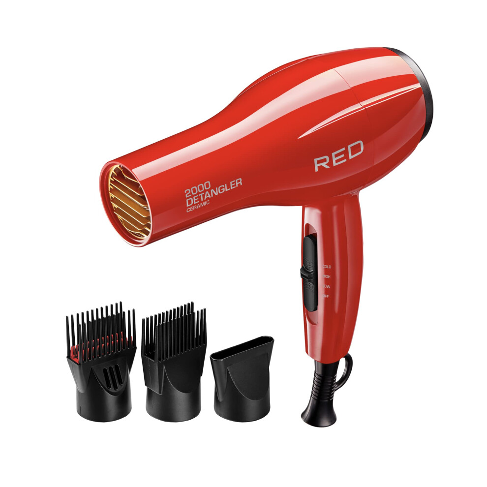 Kiss Products Red Detangler Dryer Plus 3 Attachments  1.75 Pound
