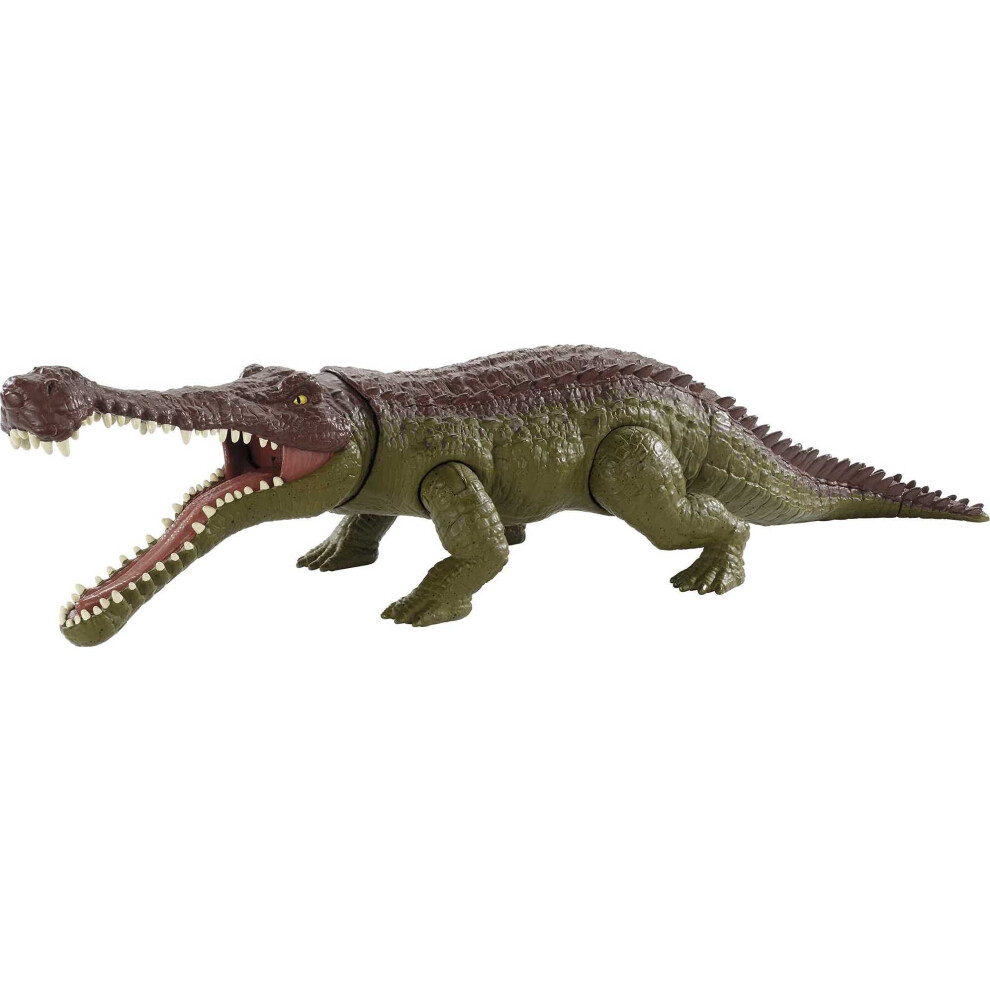 Mattel Jurassic World Massive Biters Sarcosuchus Dinosaur Action Figure Toy  Posable Large Species  Strike & Chomp Motion