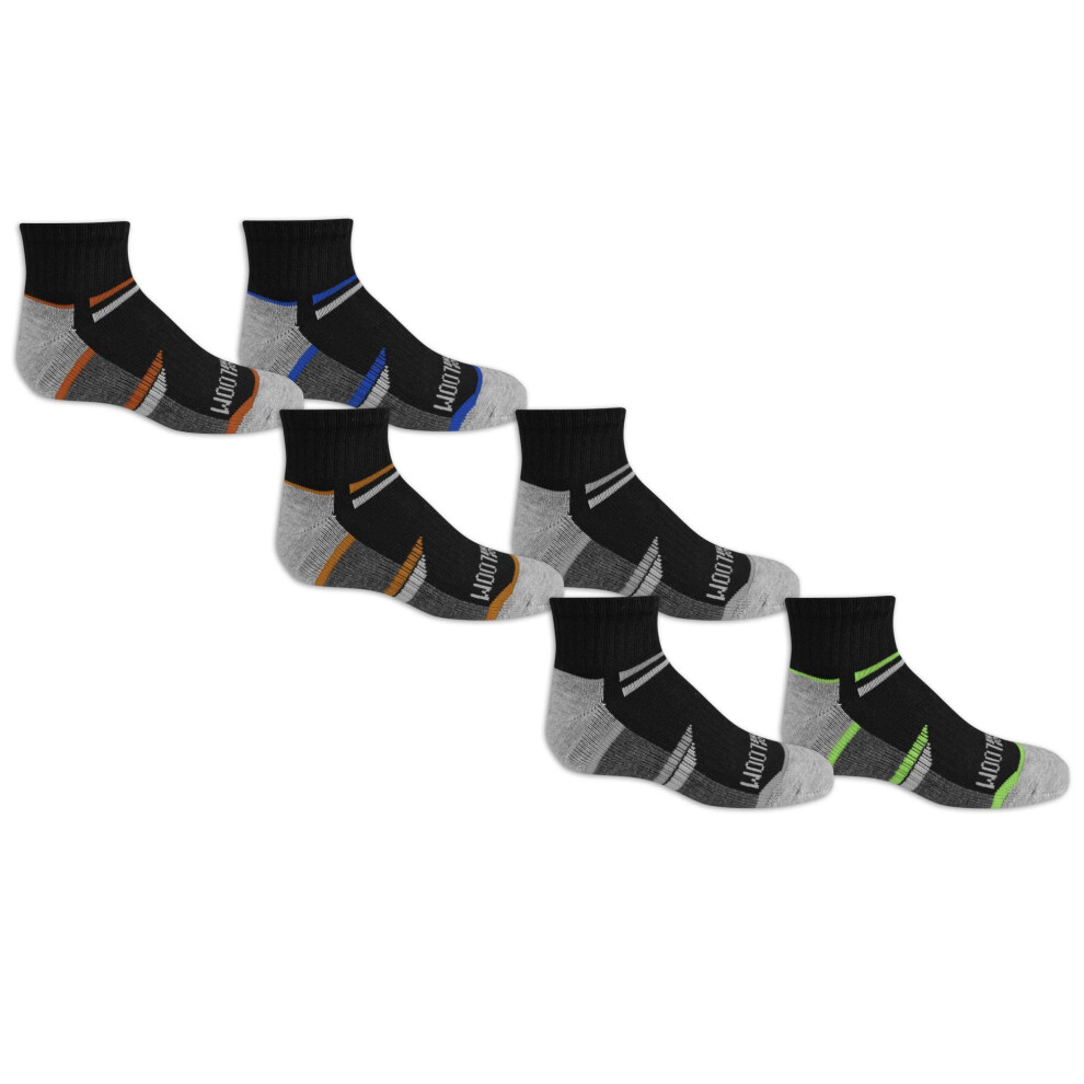 Fruit of the Loom Boy's Little 6 Pair Pack Half Cushion Socks  Black assort  9-2.5