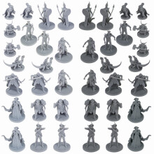Path Gaming 40 Fantasy Tafelmodel Miniaturen voor Dungeons and Dragons. 28MM Geschaald 10 Unieke Ontwerpen Bulk Ongeverfd