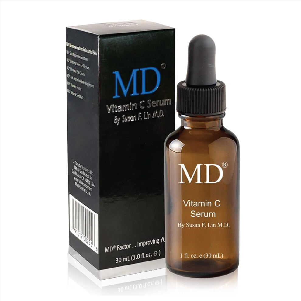 MD Factor Face Serum - Anti-Aging Face Serum with Vitamin C in L-Ascorbic Acid Form for Face & Body - Ideal for Fine Lines & Wrinkles Removal  Dark Sp