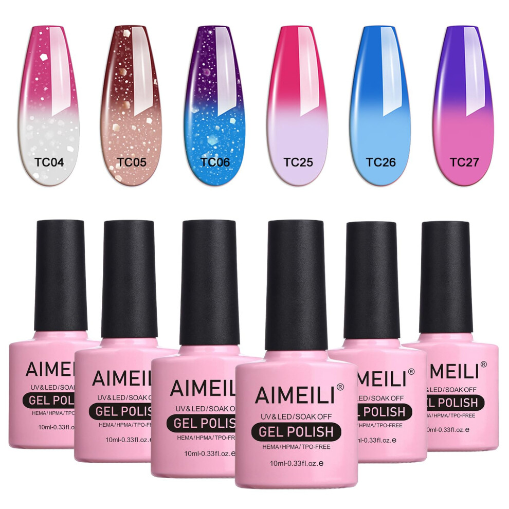 Aimeili Mood Changing Nail Polish Gel Soak Off U V Led Chameleon Gel Nail Polish Set Of 6Pcs X 10Ml- Kit Set 14