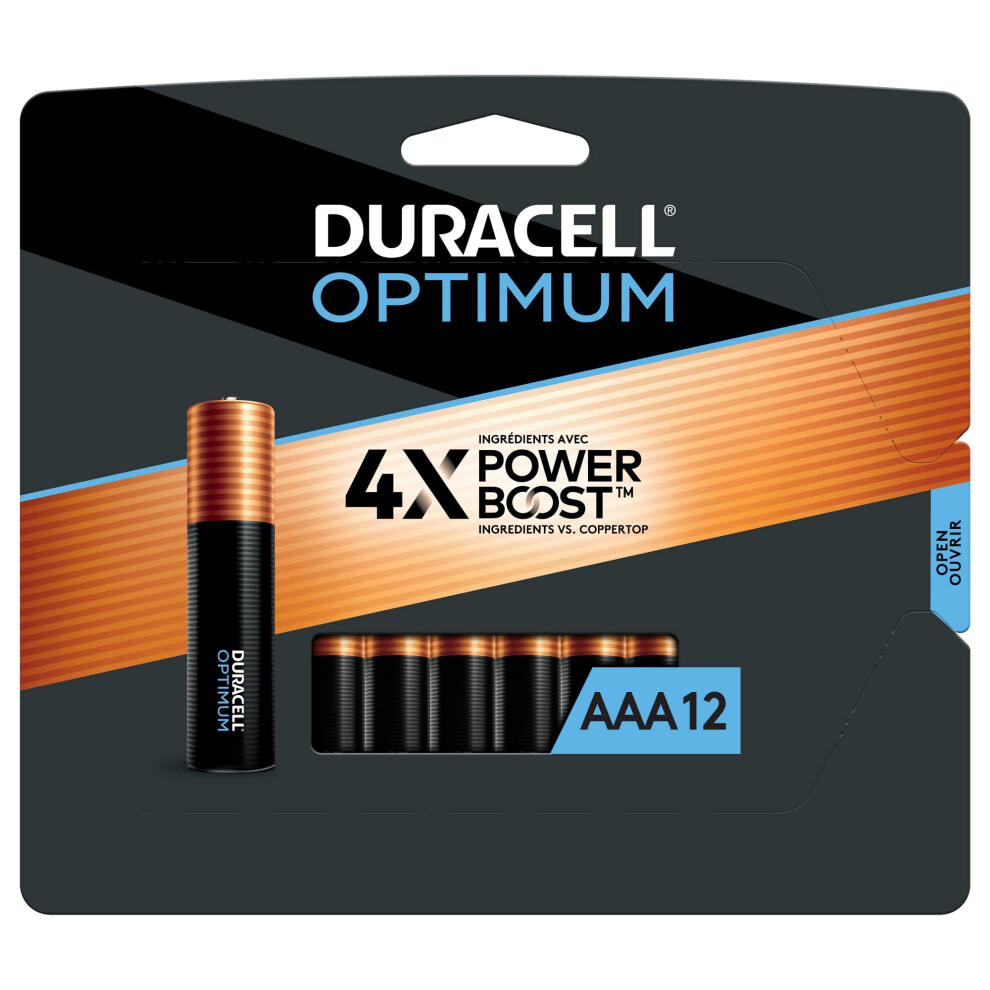 Duracell Optimum AAA Batteries with Power Boost Ingredients  12 Count Pack with Long-lasting Power  All-Purpose Alkaline AAA Battery for Household and