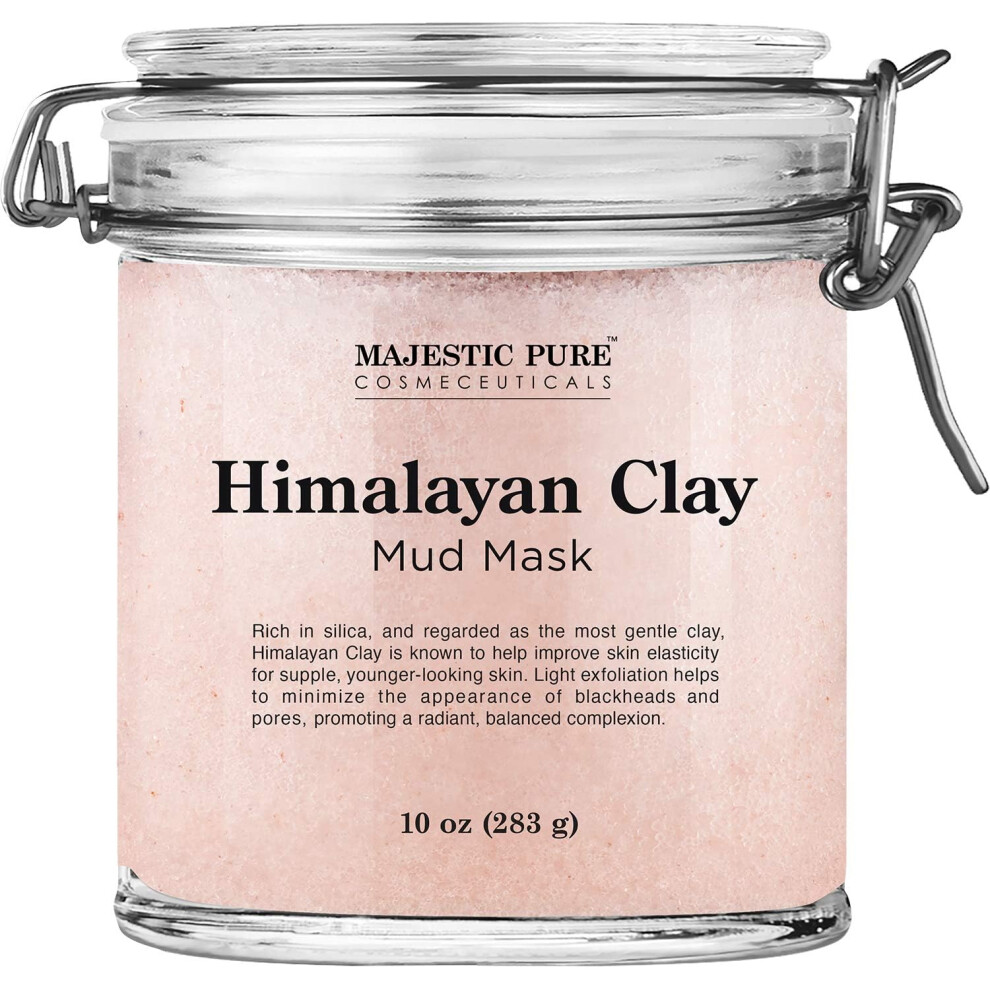 Majestic Pure Himalayan Clay Mud Mask For Face And Body Exfoliating And Facial Acne Fighting Mask - Reduces Appearance Of Pores 10 Oz