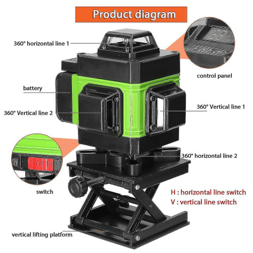 Multifunctional 4d 16 Lines Laser Level 3 Self-leveling Machine Usb Rechargeable Lithium Battery Lev 1