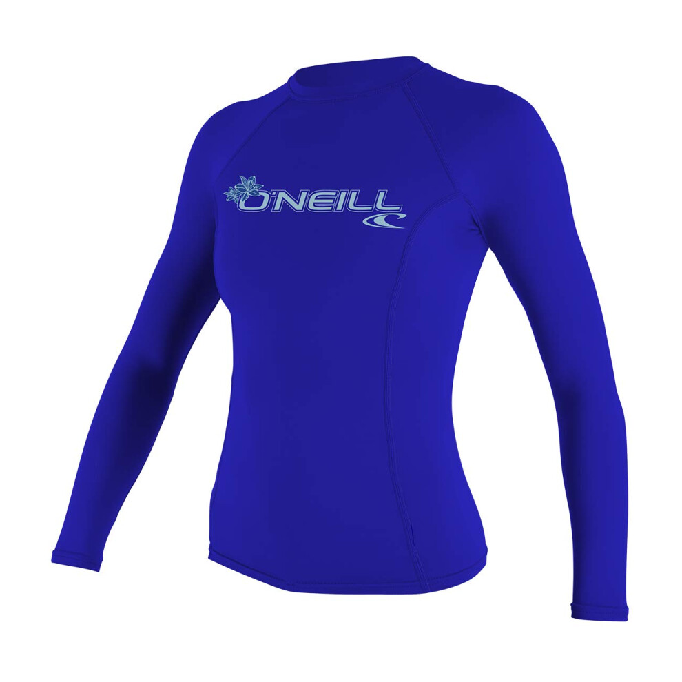 O'Neill UV 50+ Sun Protection Womens Basic Skins Long Sleeve Crew Sun Shirt Rash Guard  Tahitian Blue  Large