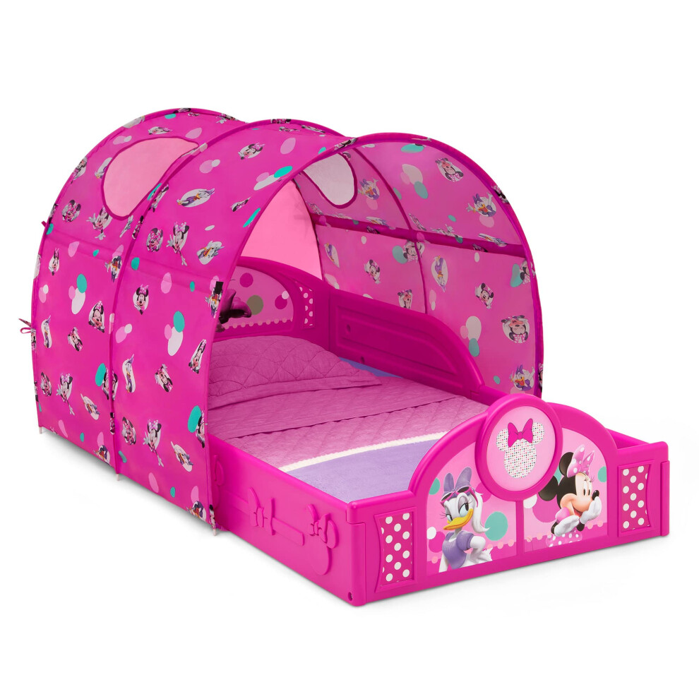 Delta Children - Disney Minnie Mouse Plastic Sleep and Play Toddler Bed with Tent  Pink