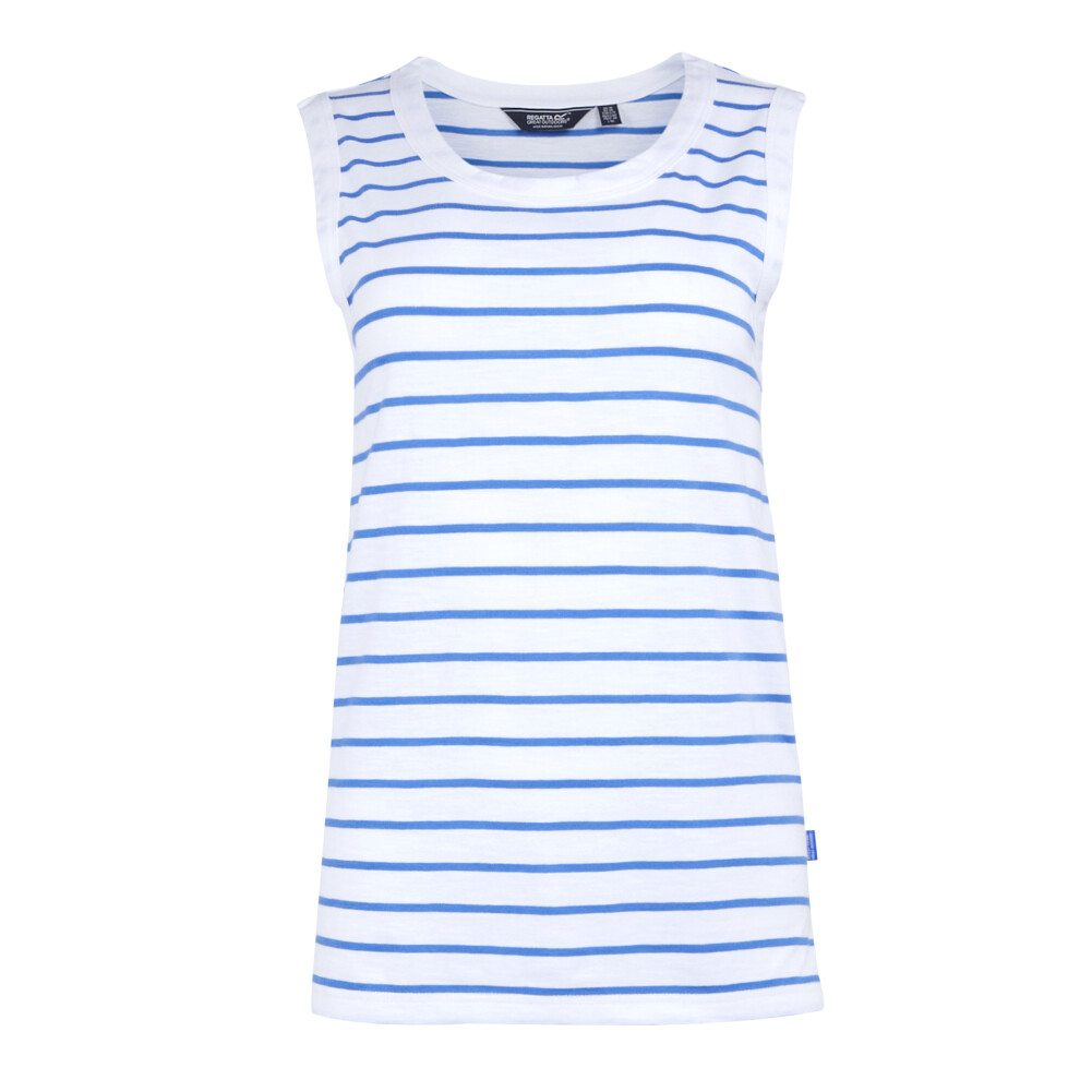 (16 UK, White/Sonic Blue) Regatta Womens/Ladies Fariah Striped Sleeveless T-Shirt