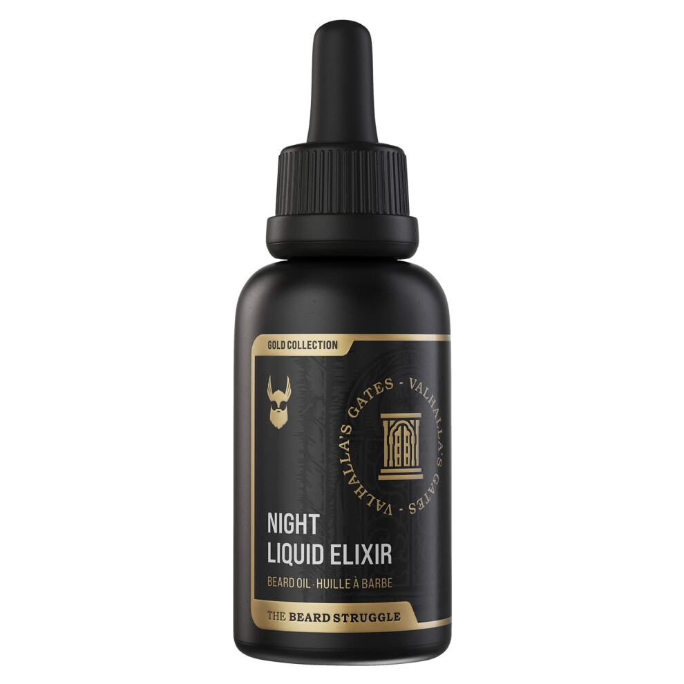 The Beard Struggle Gold - Beard Growth Oil - Valhalla's Gates Collection (1 Fl Oz) - Night Liquid Elixir - Beard Oil For Men - Softens Moisturizing